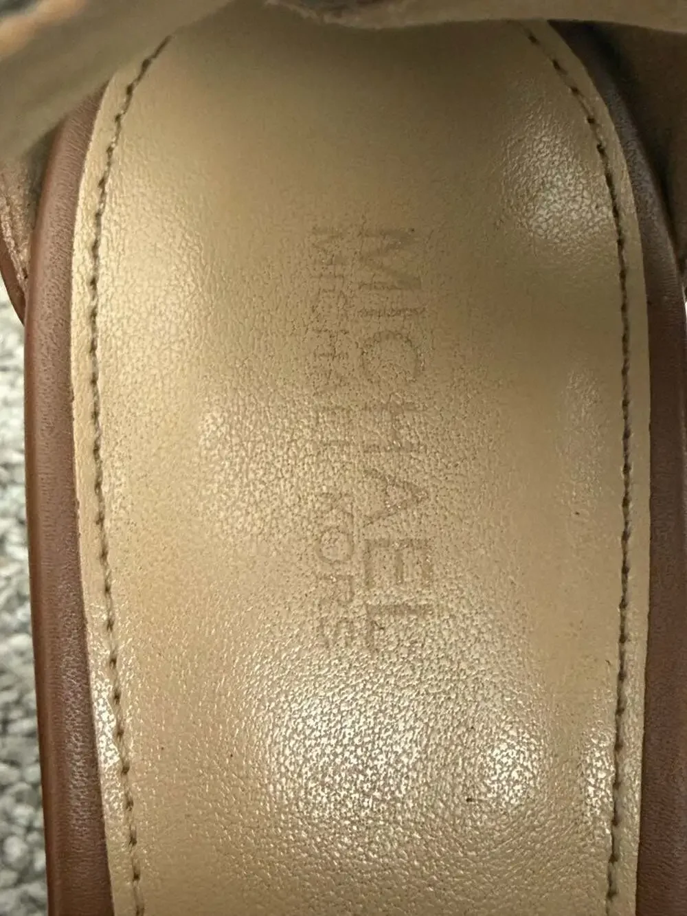 Michael Kors Carmen Wedge Sandals Brown Signature Logo Size 7.5M